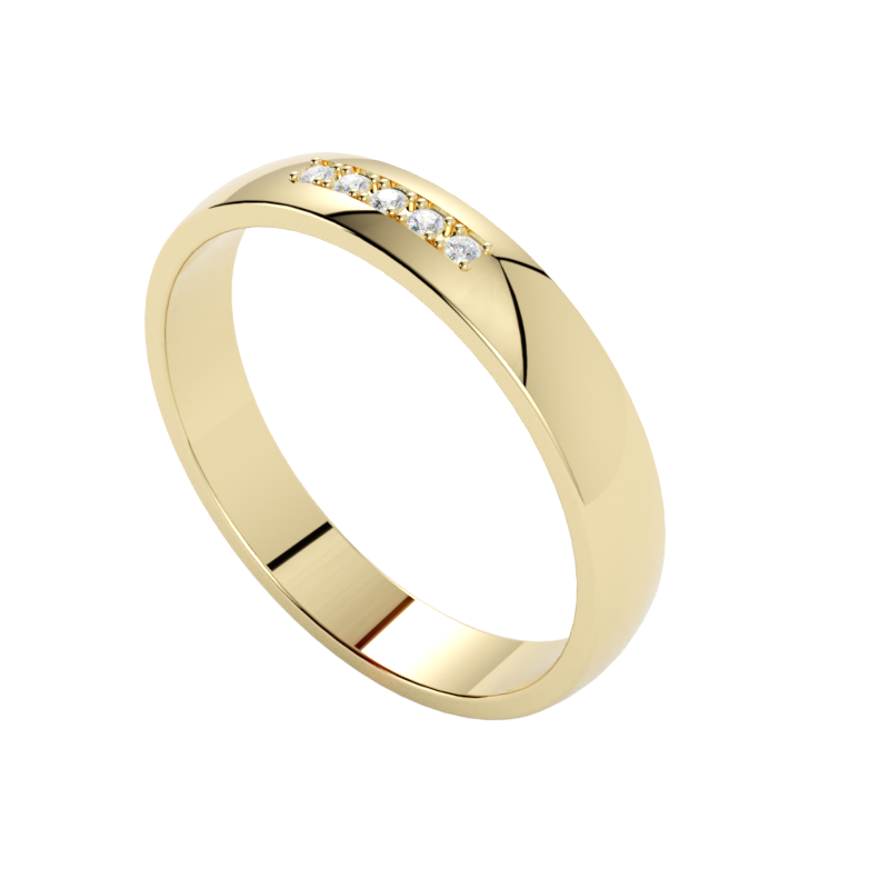 klasyczna damska obrączka ślubna z pięcioma diamentami